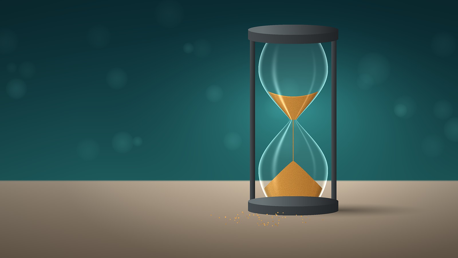 Modern charcoal hourglass with golden sand running on a teal backdrop, symbolising China's time-limited zero-tariff window for Nigerian exports